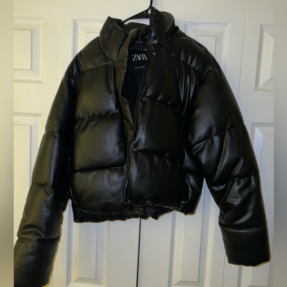 Zara leather bomber jacket size medium great condition worn twice
